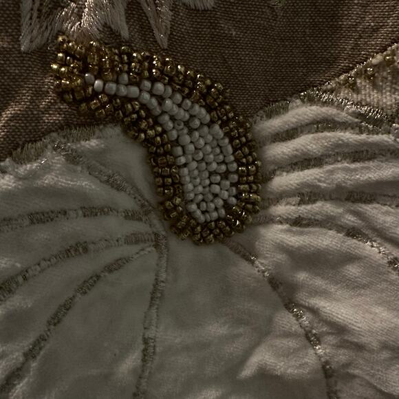 Harvest Thanksgiving fall linen runner Entry Table feast beaded embroidered - Picture 3 of 4